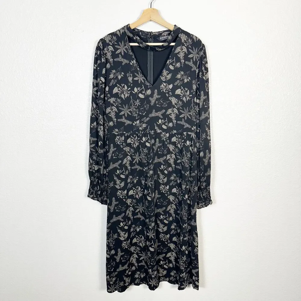 Disturbia Womens Goth Poisonous Plant Puff Sleeve Midi Dress Black Size US 12 - Picture 2 of 16